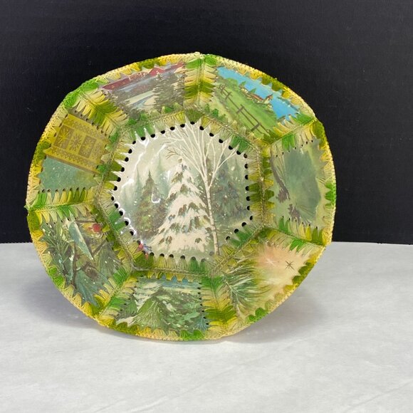 Vintage Crochet Christmas Card Bowl Basket - Picture 6 of 9